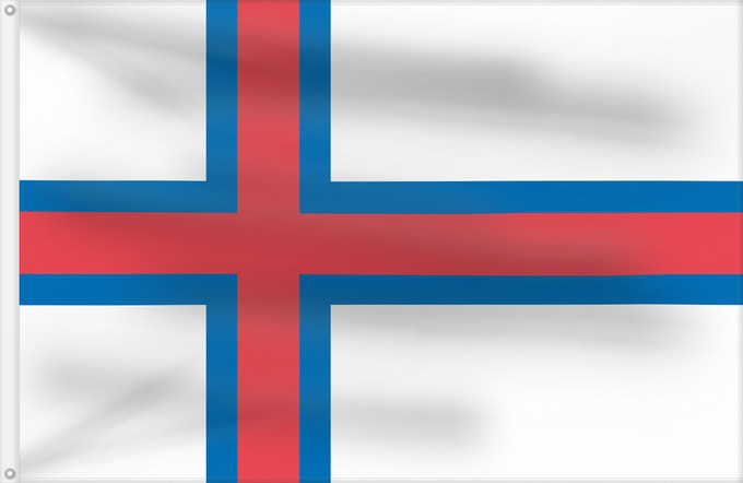 Drapeau, avec deux œillets métalliques et guindant renforcé : Faroe Islands	îles Féroé	Islas Feroe	Färöer	Fær Øer	Faeröereilanden	Das Ilhas Feroé	Wysp Owczych	Национално знаме на Фарьорските острови	Faerských ostrovů	Færøernes	Σημαία των Φερόων Νήσων	La Ferooj	Fääri saarte lipp	Faroeetako bandera	Färsaarten	Merkið, 