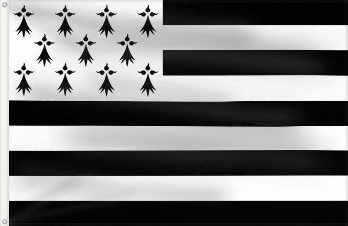 Flagge, mit zwei Metallösen und verstärktem Besatzband: Brittany	The Gwenn-ha-du, flag of Brittany	Le Gwenn-ha-du, drapeau de la Bretagne	Spaniel Bretón	Bretagna	Ar Gwenn-ha-du, banniel Breizh