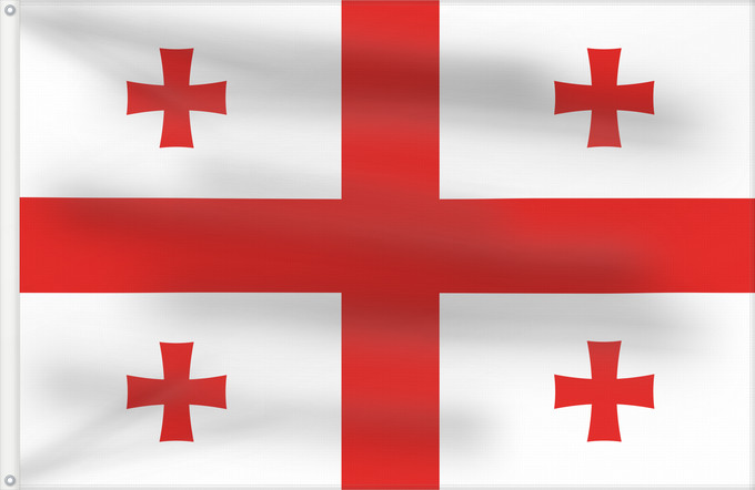 Bandera, con dos ojales metálicos y lado del asta reforzado: Georgia Géorgie Georgien