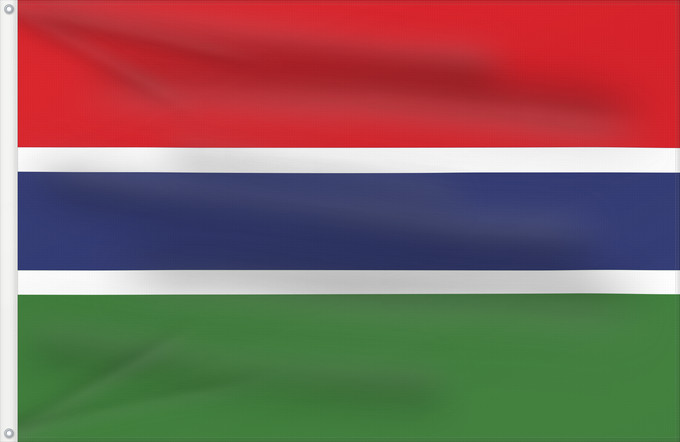 Flag, with two metal eyelets and reinforced hoist: Gambia Gambie Gambias Σημαία της Γκάμπια Gambio Gambian Gambije