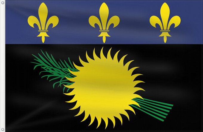 Drapeau, avec deux œillets métalliques et guindant renforcé : Unofficial flag of Guadeloupe  local	Unofficial local flag of Guadeloupe	Guadeloupe	Guadalupe. Uso no oficial	Guadalupa