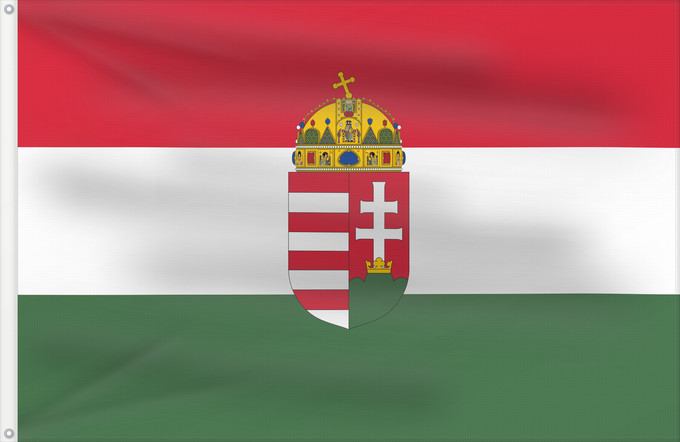 Bandera, con dos ojales metálicos y lado del asta reforzado: Hungary	Hongrie	Hungría	Ungarn	Dell Ungheria	Hongarije	Hungria	Banniel Hungaria	Ungarns	Hungario	Ungari lipp	Unkarin	HUngáire	Magyarország	Hungaria	Hungariae	Tal-Ungerija	Styago Ungariya	Ungariei	Madžarske	Ungerns	Stän Macaräna