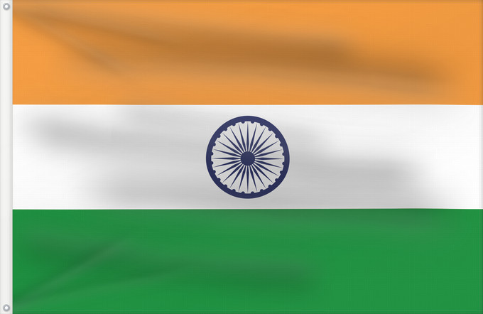 Drapeau, avec deux œillets métalliques et guindant renforcé : India Inde Indien