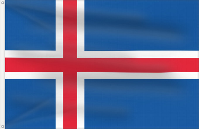 Drapeau, avec deux œillets métalliques et guindant renforcé : Iceland L Islande Islandia Island Islanda IJsland Islandii Сцяг Ісландыі আইসল্যান্ডের পতাকা Banniel Island Gwlad yr Iâ Islands Islando Islandi lipp Íslands Izland Íslenski fáninn Islandiae Islands flagg Det islandske flagget Þjóðfáni Íslands Флаг Исландии