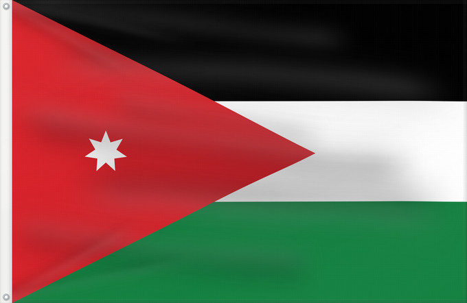 Drapeau, avec deux œillets métalliques et guindant renforcé : Jordan Jordanie Jordania Jordanien Giordania Jordanië علم الأردن Jordanio Iordaniei Флаг Иордании Jordanije Ürdün