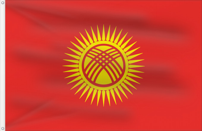 Flag, with two metal eyelets and reinforced hoist: Kyrgyzstan	Kirghizistan	Kirguistán	Kirgisistan	Kirgizië	علم جمهورية قرغيزستان	Qırğız Respublikasının	Дзяржаўны сцяг Кыргыстану	Kyrgyzstánu	Kirgizio	Ղրղզստանի դրոշը	ყირგიზეთის დროშა	Қырғыз Республикасының мемлекеттік байрағы	Кыргыз Республикасынын мамлекет