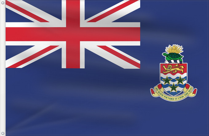 Flag, with two metal eyelets and reinforced hoist: Cayman Islands	Government Ensign of the Cayman Islands	Îles Caïmans	Islas Caimán	Kaimaninseln	Isole Cayman	דגל איי קיימן	Государственный морской флаг Каймановых островов