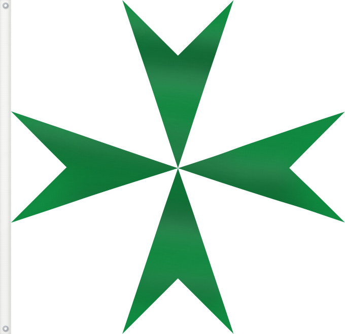Bandera, con dos ojales metálicos y lado del asta reforzado: Militärischer und Hospitalischer Orden des Heiligen Lazarus von Jerusalem