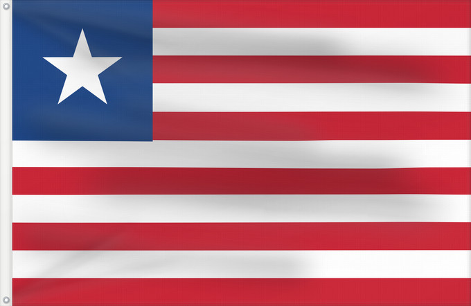 Flag, with two metal eyelets and reinforced hoist: Liberia Libérie پرچم لیبریا Liberian Liberiei Liberije