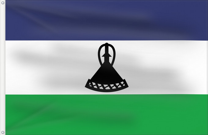 Drapeau, avec deux œillets métalliques et guindant renforcé : Lesotho	Lesoto	Lesothos	Lesota	Seboko ye Lesotho