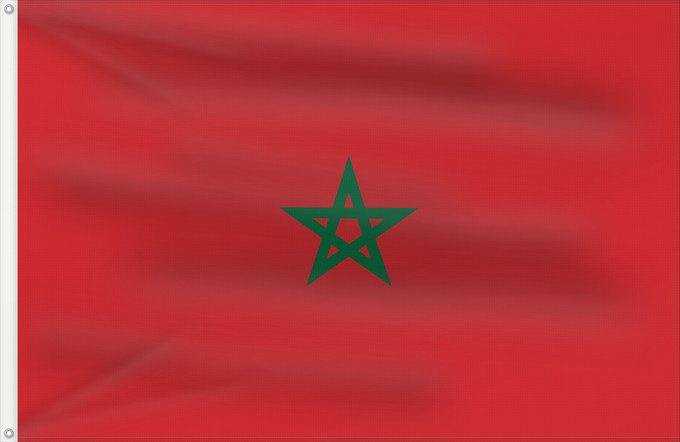 Flag, with two metal eyelets and reinforced hoist: Morocco Maroc Marruecos Marokko Marocco Marrocos Maroka علم المغرب Σημαία του Μαρόκου Maroko Marokoko bandera Marokon דגל מרוקו Marokkó モロッコの国旗 Marokkos flagg Marocului Флаг Марокко Marockos Moroko Drapea do Marok ⴰⵛⵏⵢⴰⵍ ⵏ ⵎⵓⵔⴰⴽⵓⵛ 摩洛哥國旗