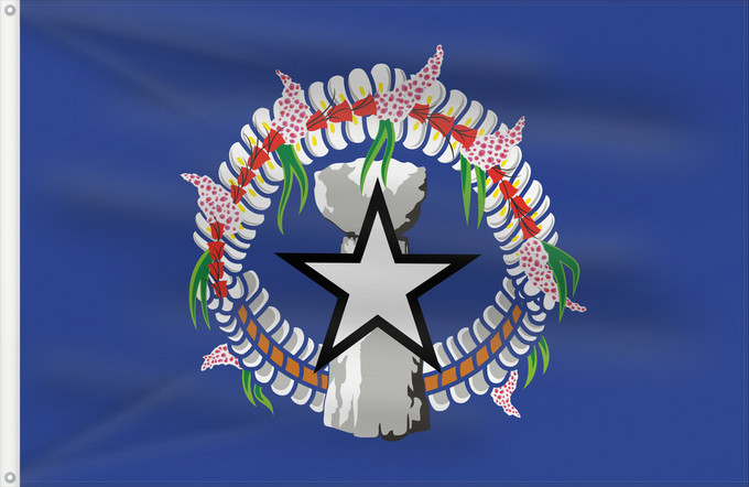 Bandera, con dos ojales metálicos y lado del asta reforzado: Northern Mariana Islands	Îles Mariannes du Nord	Islas Marianas del Norte	Nördliche Marianen	Isole Mariana del Nord