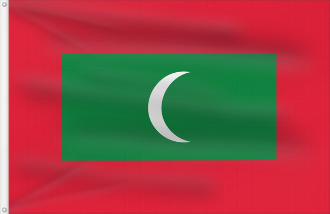 Drapeau, avec deux œillets métalliques et guindant renforcé : Maldives	Maldivas	Malediven	Maldive	Maldiven	Das Maldivas	ދިވެހިރާއްޖޭގެ ދިދަ	La Maldivoj	Флаг Мальдив	Maldivov	Maldivernas	ธงชาติ ประเทศมัลดีฟ