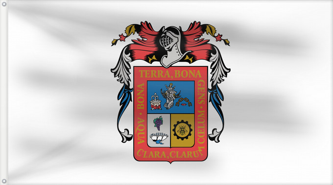 Flag, with two metal eyelets and reinforced hoist: Aguascalientes De facto flag of Aguascalientes Aguascaliente Aquarum Caldarum Īpān Aguascalientes