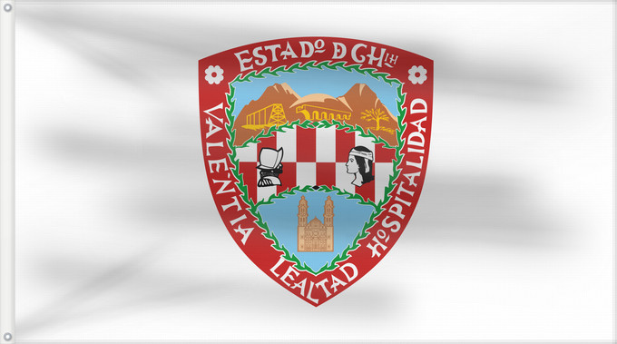Bandera, con dos ojales metálicos y lado del asta reforzado: Chihuahua