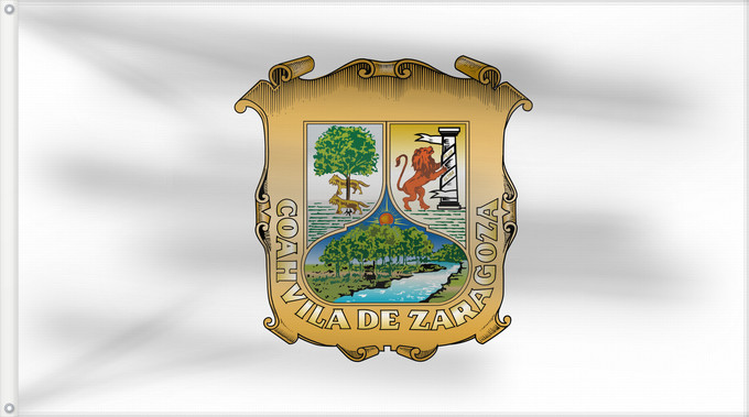 Bandera, con dos ojales metálicos y lado del asta reforzado: Coahuila	 Coahuila	Coahuila de Zaragoza