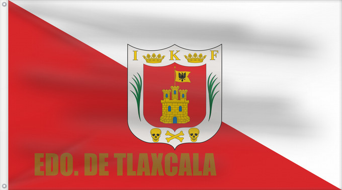 Drapeau, avec deux œillets métalliques et guindant renforcé : Tlaxcala	Tlaxcala ou Tlaxcala de Xicoténcatl	Īpān Tlaxcallān