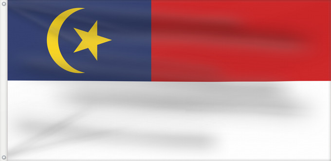 Bandera, con dos ojales metálicos y lado del asta reforzado: Malacca	Malaca	Malakka	Malaysian state Malacca. Drawn by Mysid