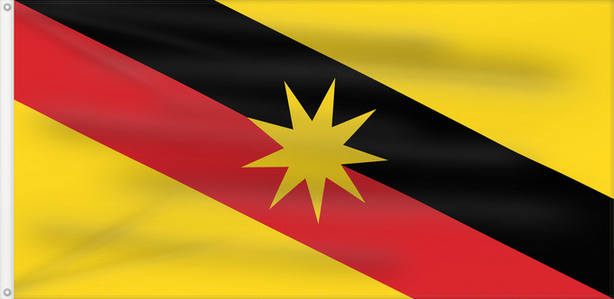 Flag, with two metal eyelets and reinforced hoist: Sarawak	Malaysian state of Sarawak	Sarawak 