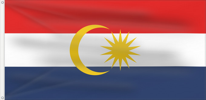 Flagge, mit zwei Metallösen und verstärktem Besatzband: Labuan	Labuan, Federal Territory, in Malaysia