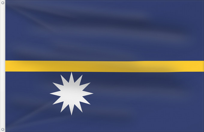 Flag, with two metal eyelets and reinforced hoist: Nauru	The national flag of Nauru	La bandera nacional de Nauru	Nazionale di Nauru	A bandeira nacional de Nauru	Σημαία του Ναουρού	La nacia flago de Nauro	Nauru lipp	Naurun	דגל נאורו	Знаме на Науру	Anidenin Naoero	Флаг Науру	Nauru leavga	Nauruja	Naurus	Naur