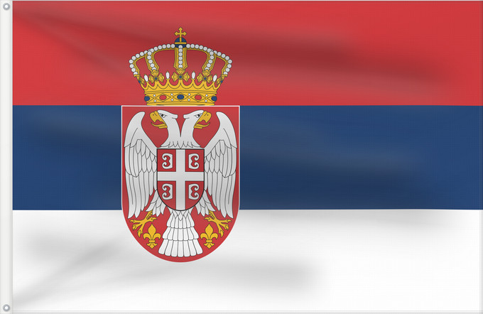 Flag, with two metal eyelets and reinforced hoist: Civil Flag of Serbia	Civil flag of Serbia	Serbie	Serbia	Serbien	Narodna zastava Srbije	Nemzeti zászló szerbia	Srbská národná vlajka	Kombëtar i Serbisë