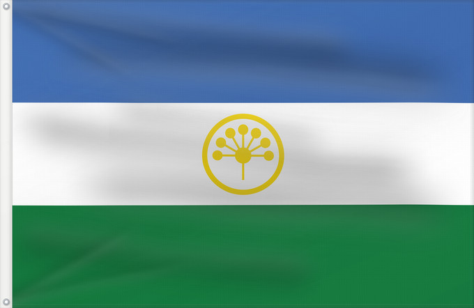Flagge, mit zwei Metallösen und verstärktem Besatzband: Bashkortostan State flag of the Republic of Bashkortostan République de Bachkirie Bashkortostán Baschkortostan Башҡортостан Республикаһының Дәүләт флагы Флаг Башкортостана