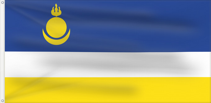 Drapeau, avec deux œillets métalliques et guindant renforcé : Buryatia	Republic of Buryatia	 Buratti	República de Buriatia	Repubblica di Buriazia	Буряад Республикын гyрэнэй һүлдэ	Флаг Бурятии	Парчами Бурятия