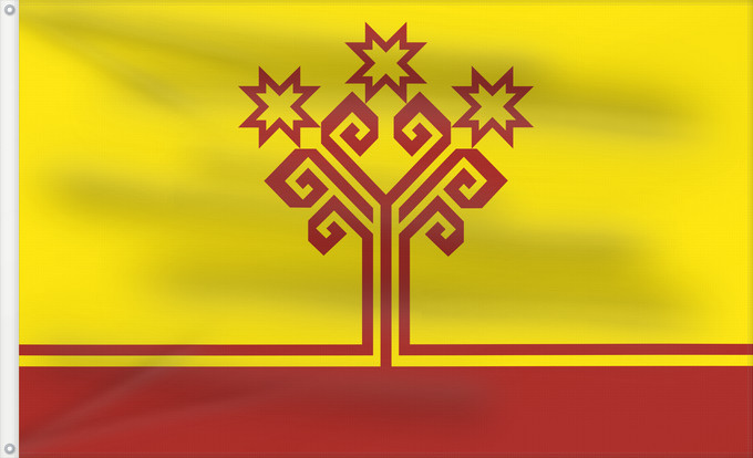 Flag, with two metal eyelets and reinforced hoist: Chuvashia Chuvash Republic Chuvash Republik Chuvash Чӑваш Республикин ялавĕ Флаг Чувашской Республики Парчами Ҷумҳурии Чуваш