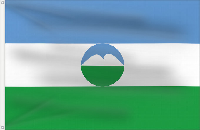 Bandiera, con due occhielli metallici e lato dell'asta rinforzato: Kabardino-Balkaria Kabardino-Balkar Republic Kabardino-Balkarie Kabardino-Balkarien Kabardino-Balkaria, Russia