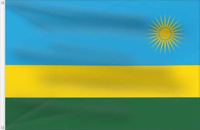 Flag, with two metal eyelets and reinforced hoist: Rwanda Ruanda রুয়ান্ডার জাতীয় পতাকা Ruando پرچم رواندا Ibendera rya Rwanda Ruande