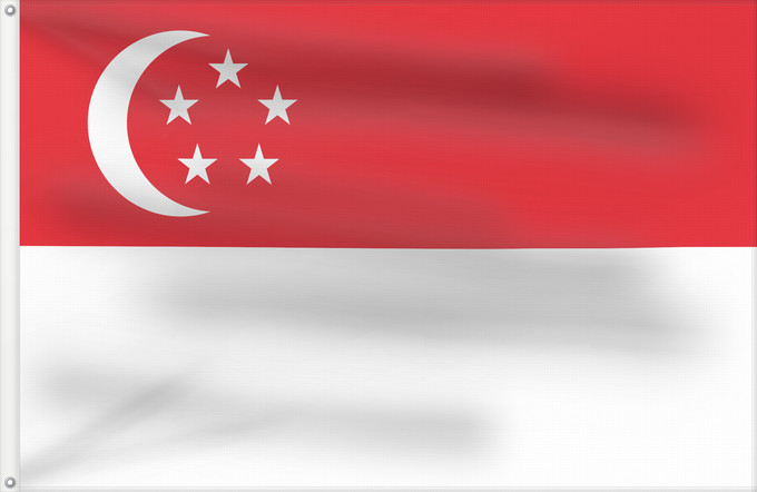 Flagge, mit zwei Metallösen und verstärktem Besatzband: Singapore	Singapour	Singapur	Singapuru	علم سنغافورة	Singapuro	Singapura	Флаг Сингапура	Singapurja	சிங்கப்பூரி்ன் கொடி	​新加坡国旗