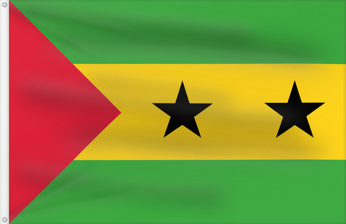 Drapeau, avec deux œillets métalliques et guindant renforcé : Sao Tome and Principe Sao Tomé-et-Principe Santo Tomé y Príncipe São Tomé und Príncipe Sao Tome e Principe