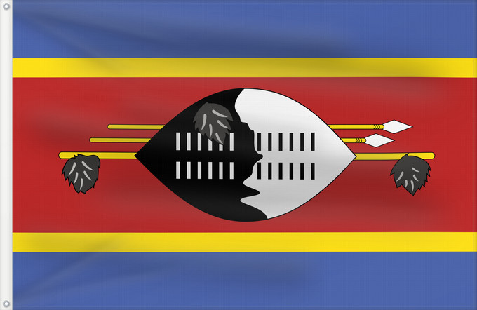 Drapeau, avec deux œillets métalliques et guindant renforcé : Eswatini	Swaziland	Suazilandia	Swasiland	Essuatíni	Eswatinis fana	Eswatini  Svazilando	Umjeka weSwatini	Swazilands
