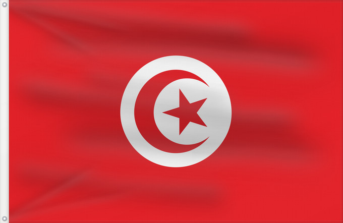 Drapeau, avec deux œillets métalliques et guindant renforcé : Tunisia	Tunisie	Túnez	Tunesien	Tunesië	علم تونس	তিউনিসিয়ার পতাকা।	Tunísia	Флаг Туниса	Tunizije	ⴰⵛⴻⵏⵢⴰⵍ ⵏ ⵜⵓⵏⴻⵙ