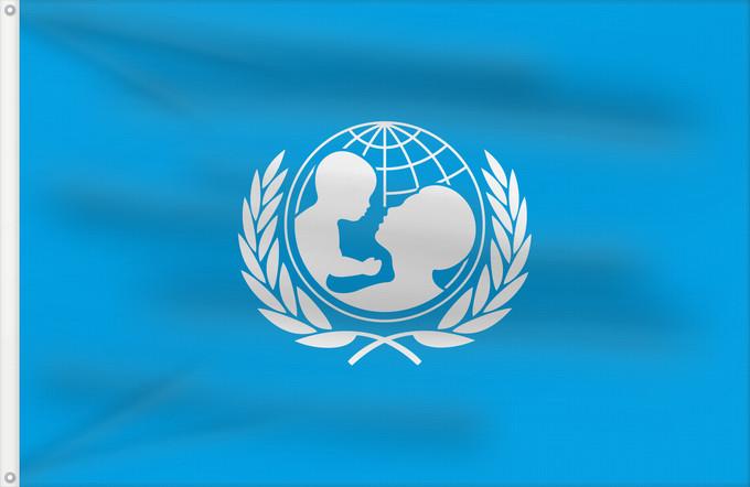 Drapeau, avec deux œillets métalliques et guindant renforcé : UNICEF