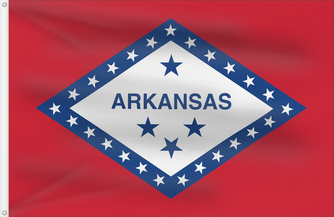 Bandera, con dos ojales metálicos y lado del asta reforzado: Arkansas