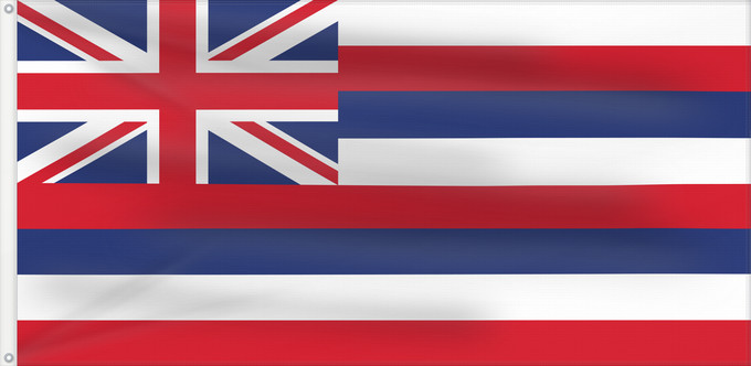 Flagge, mit zwei Metallösen und verstärktem Besatzband: Hawaii D Hawaï Hawái Banniel Hawaii ᎭᏩᏱ ᎦᏓᏘ Ka hae Hawaiʻi 夏哇夷 州의 旗 / 하와이 주의 기 Havaii Hawáai Hahoodzo bidah naatʼaʼí Флаг Гавайев Američke savezne države Havaji