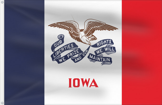 Flag, with two metal eyelets and reinforced hoist: Iowa