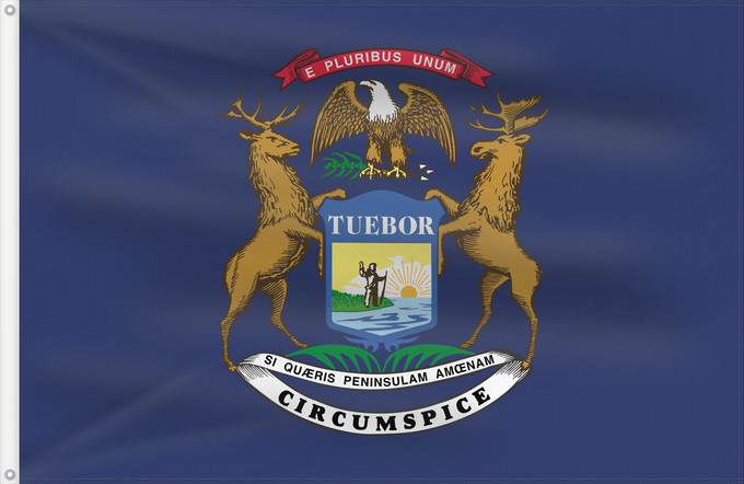 Bandera, con dos ojales metálicos y lado del asta reforzado: Michigan