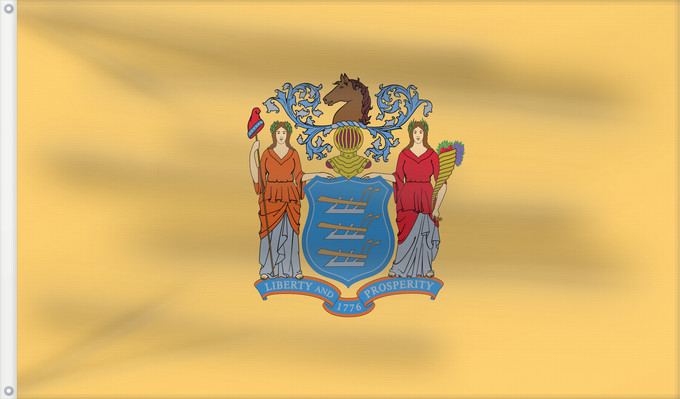 Bandera, con dos ojales metálicos y lado del asta reforzado: New Jersey	'État du New Jersey	Nueva Jersey