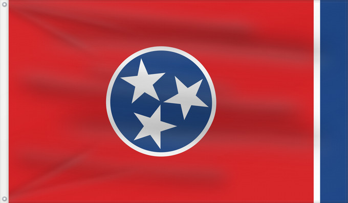 Bandera, con dos ojales metálicos y lado del asta reforzado: Tennessee	Tennessees fana	ᏔᎾᏏ ᎦᏓᏘ	Státu Tennessee	Tennessees	Tennesseen osavaltion	Ka hae Kenekī	Tennesiae	Ténésii Hahoodzo bidah naatʼaʼí	Флаг Теннесси	Američke savzene države Tennessee