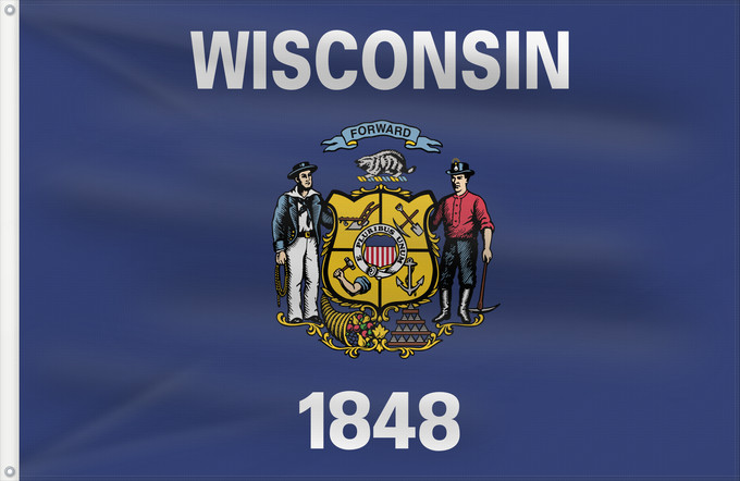 Flag, with two metal eyelets and reinforced hoist: Wisconsin