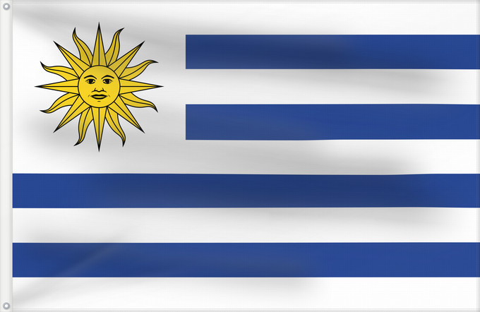 Drapeau, avec deux œillets métalliques et guindant renforcé : Uruguay	L Uruguay	Dell Uruguay	Uruguai	Urugwaju	D Uruguai	علم أوروغواي	D Uruguay	Uruwayi wiphala	L Uruguai	Urugvajo	Uruguaiko bandera	E Uruguai	Poyvi Uruguái	Irigwe	ウルグアイの国旗	Pāmitl Uruguay	Uruwayi unanchan	Флаг Уругвая	Urugvaja	Uruguays