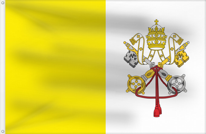 Drapeau, avec deux œillets métalliques et guindant renforcé : Vatican City  2023–present	Vatican City State	Vatican (Saint-Siège)	Ciudad del Vaticano	Vatikanstadt	Città del Vaticano