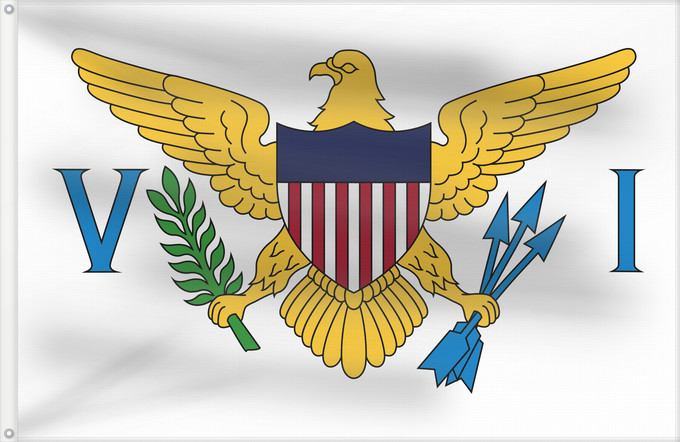 Bandera, con dos ojales metálicos y lado del asta reforzado: United States Virgin Islands	Virgin Islands, U.S.	îles Vierges américaines	Islas Vírgenes de los Estados Unidos	Amerikanischen Jungferninseln	Isole Vergini statunitensi	Amerikaanse Maagdeneilanden	Wysp Dziewiczych Stanów Zjednoczonych	Amerikanske Jomfruøe