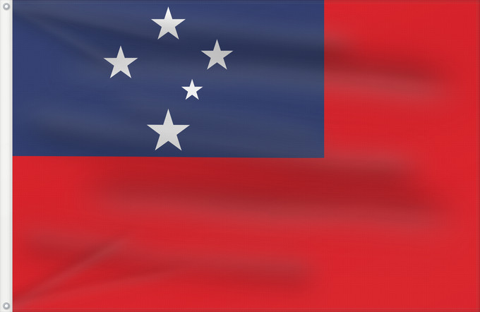 Flagge, mit zwei Metallösen und verstärktem Besatzband: Samoa	Pīwari o Hāmoa	Samoe	Fu‘a o Sāmoa