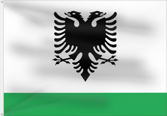 Bandera, con dos ojales metálicos y lado del asta reforzado: Albanian Coast Guard Ensign