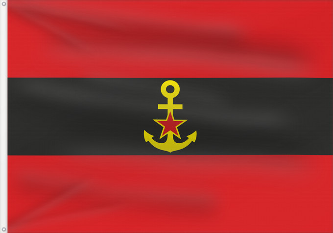 Bandera, con dos ojales metálicos y lado del asta reforzado: Naval Ensign of Albania 1946-1954