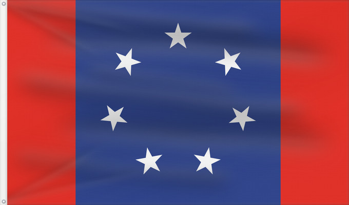 Bandera, con dos ojales metálicos y lado del asta reforzado: Federated States of Antarctica The current flag of the Federated States of Antarctica États fédérés de l'Antarctique Estados Federados de la Antártida Föderierte Staaten von Antarktika Stati Federati dell'Antartide